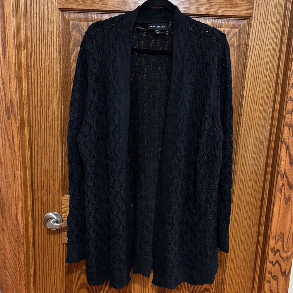 Lane Bryant Black Open-Knit Cardigan